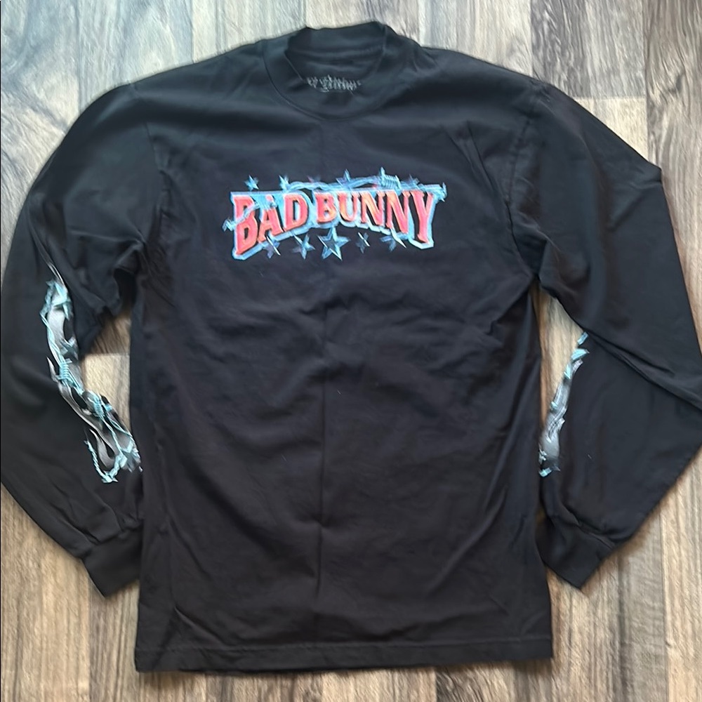 Black Bad Bunny Tour Long Sleeve Men's Shirt